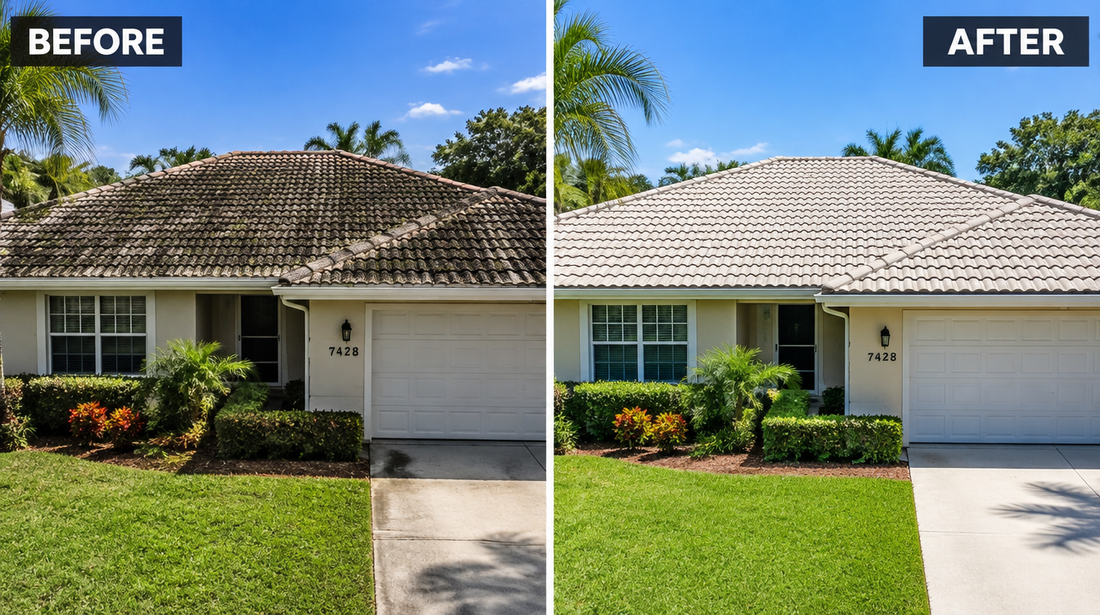 Roof before and after cleaning
